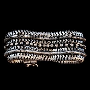 Vintage-Inspired Multi-Row Bracelet with Rhinestones and Magnetic Clasp